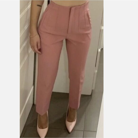 ZARA Women HIGH WAIST PANTS CORAL PINK MARSALA S - Picture 4 of 12